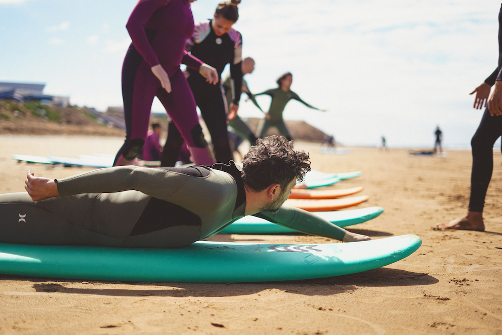 Surf class on the beach