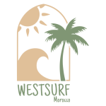 Das Logo von Westsurf Morocco: Die Sonne, eine Welle und eine Palme